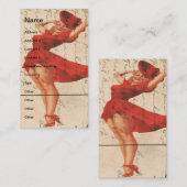 ヴィンテージレディーインレッドドレスデジタルアート 名刺 (正面/裏面)