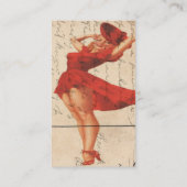 ヴィンテージレディーインレッドドレスデジタルアート 名刺 (裏面)