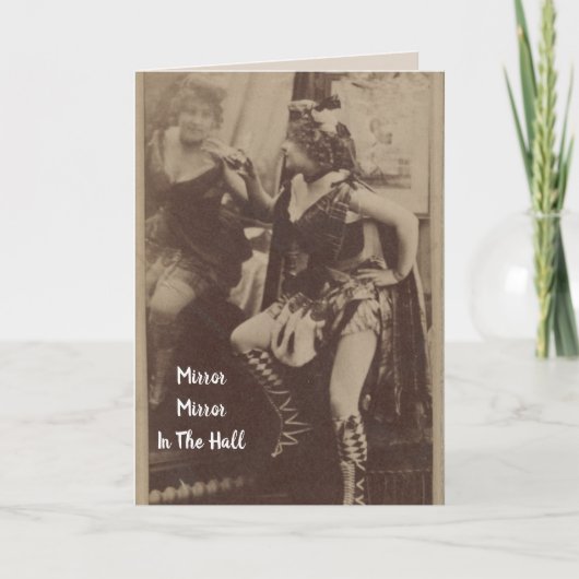 ヴィンテージレディーイン鏡誕生日カード カード (正面)