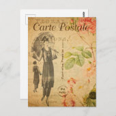 ヴィンテージレディーウーマンファッション傘フランスの付 ポストカード (正面/裏面)