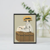 ヴィンテージレディーオントラベルトランク ポストカード (スタンド正面)