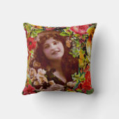 ヴィンテージレディーカメオバラ枕 クッション (裏面)