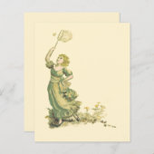 ヴィンテージレディーキャッシングバタフライスクラップブック紙 (正面/裏面)