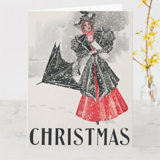 ヴィンテージレディークリスマス カード (黄色い花)