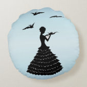 ヴィンテージレディーシルエットラブレターハト ラウンドクッション (裏面)