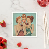 ヴィンテージレディースとワイン スタンダードカクテルナプキン (インサイチュ)