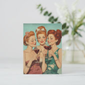 ヴィンテージレディースとワイン ポストカード (スタンド正面)