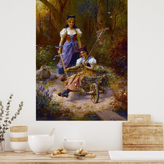 ヴィンテージレディースアンドホイールバロウの森 ポスター (キッチン)