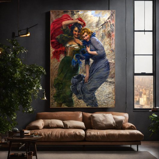 ヴィンテージレディースイングリーンレッドブルー キャンバスプリント