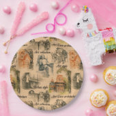 ヴィンテージレディースインザシティペンシルスケッチ ペーパープレート (パーティー)