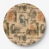 ヴィンテージレディースインザシティペンシルスケッチ ペーパープレート (正面)