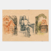 ヴィンテージレディースインザシティペンシルスケッチ ラッピングペーパーシート (正面)