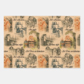 ヴィンテージレディースインザシティペンシルスケッチ ラッピングペーパーシート (正面3)