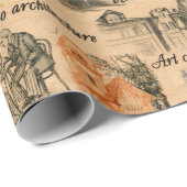 ヴィンテージレディースインザシティペンシルスケッチ ラッピングペーパー (ロールコーナー)