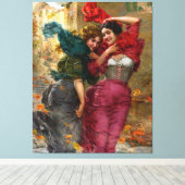 ヴィンテージレディースインレッドブルーグリーン キャンバスプリント (インサイチュ (ウッドフロア))