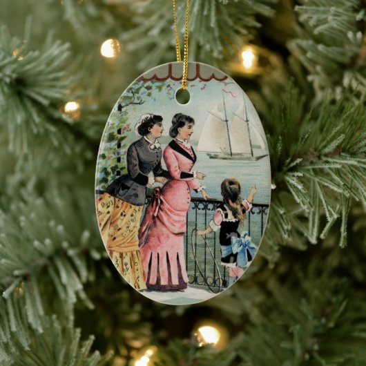 ヴィンテージレディースガール帆船 セラミックオーナメント (ツリー)