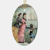 ヴィンテージレディースガール帆船 セラミックオーナメント (左)