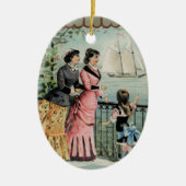 ヴィンテージレディースガール帆船 セラミックオーナメント (正面)