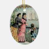 ヴィンテージレディースガール帆船 セラミックオーナメント (裏面)