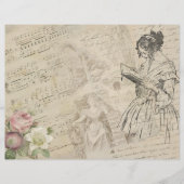 ヴィンテージレディースクリプト音楽シートスクラップブック紙 (正面)