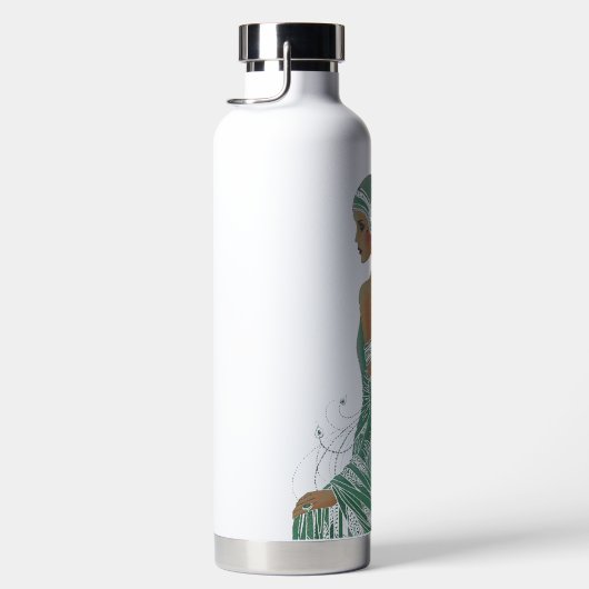 ヴィンテージレディースゴーググリーンアートプリント ウォーターボトル (右面)