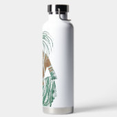 ヴィンテージレディースゴーググリーンアートプリント ウォーターボトル (左面)