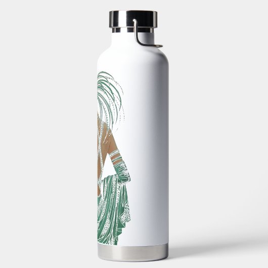 ヴィンテージレディースゴーググリーンアートプリント ウォーターボトル (左面)