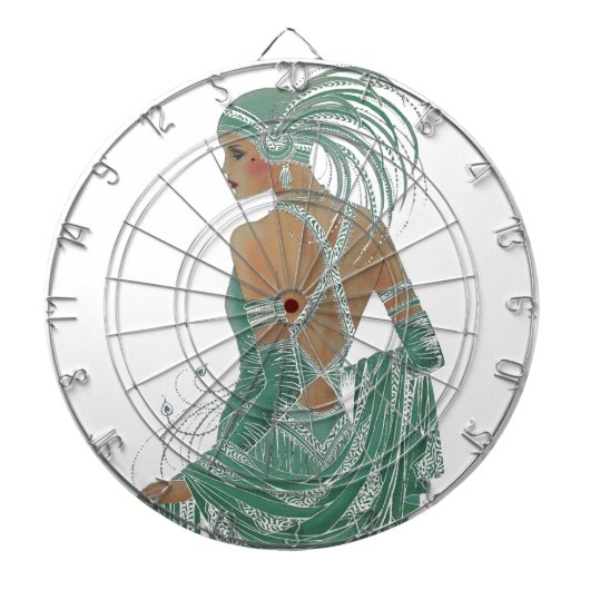 ヴィンテージレディースゴーググリーンアートプリント ダーツボード (正面)