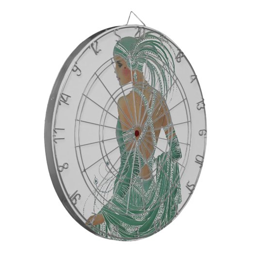 ヴィンテージレディースゴーググリーンアートプリント ダーツボード (正面左)