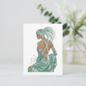 ヴィンテージレディースゴーググリーンアートプリント ポストカード (スタンド正面)