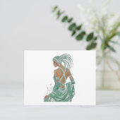 ヴィンテージレディースゴーググリーンアートプリント ポストカード (スタンド正面)