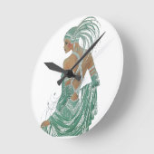 ヴィンテージレディースゴーググリーンアートプリント ラウンド壁時計 (傾斜)