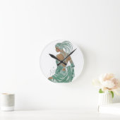 ヴィンテージレディースゴーググリーンアートプリント ラウンド壁時計 (ホーム)