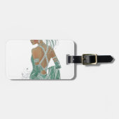 ヴィンテージレディースゴーググリーンアートプリント ラゲッジタグ (正面横)