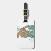 ヴィンテージレディースゴーググリーンアートプリント ラゲッジタグ (正面縦)