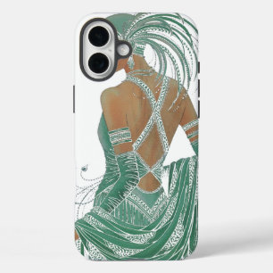 ヴィンテージレディースゴーググリーンアートプリント iPhone 16 PLUSケース