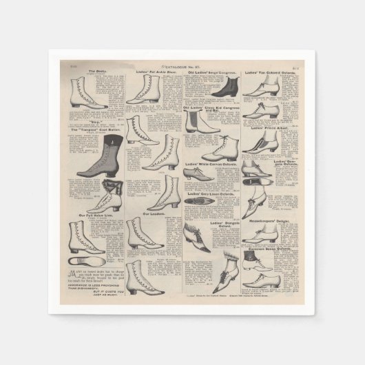 ヴィンテージレディースシューズカタログ – 1900sファッション スタンダードカクテルナプキン (正面)