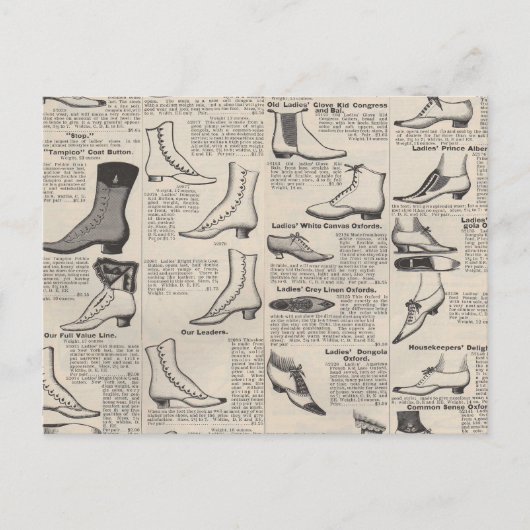 ヴィンテージレディースシューズカタログ – 1900sファッション ポストカード (正面)
