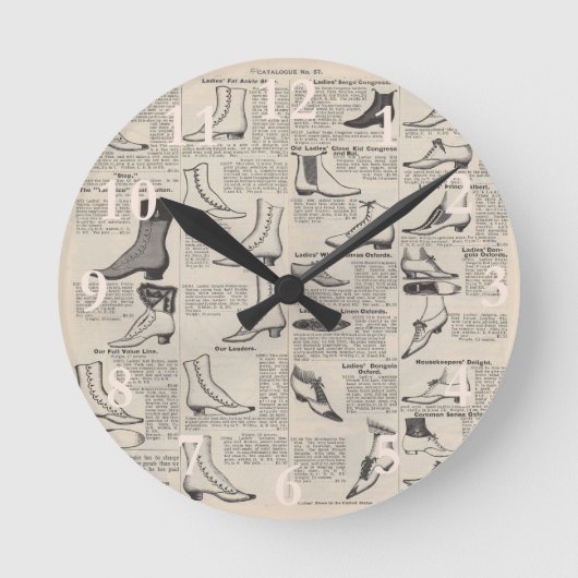 ヴィンテージレディースシューズカタログ – 1900sファッション ラウンド壁時計 (正面)