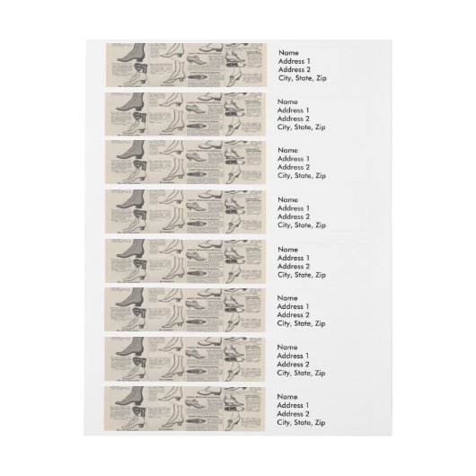 ヴィンテージレディースシューズカタログ – 1900sファッション ラップアラウンド宛名ラベル (シート)