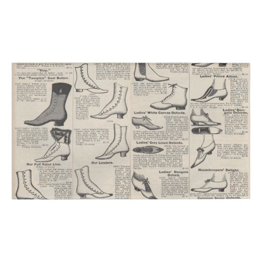 ヴィンテージレディースシューズカタログ – 1900sファッション 名札 (正面)