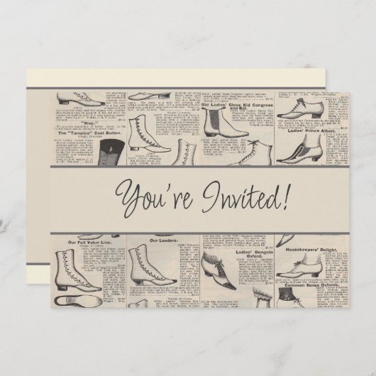 ヴィンテージレディースシューズカタログ – 1900sファッション 招待状 (正面/裏面)