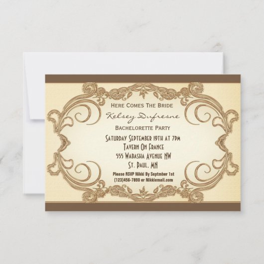 ヴィンテージレディースバチェロレッテまたは誕生日招待状 招待状 (裏面)