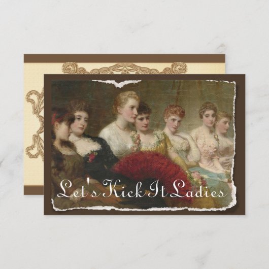 ヴィンテージレディースバチェロレッテまたは誕生日招待状 招待状 (正面/裏面)