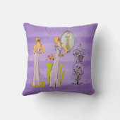 ヴィンテージレディースパープルフローラドレス型枠 クッション (裏面)