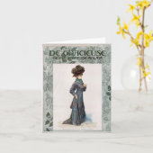 ヴィンテージレディースファッションデザインイラストレーション カード (黄色い花)