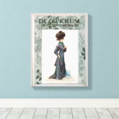 ヴィンテージレディースファッションデザインイラストレーション キャンバスプリント (インサイチュ (ウッドフロア))