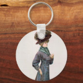 ヴィンテージレディースファッションデザインイラストレーション キーホルダー (正面)