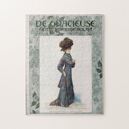 ヴィンテージレディースファッションデザインイラストレーション ジグソーパズル (縦)