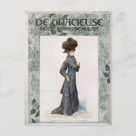 ヴィンテージレディースファッションデザインイラストレーション ポストカード